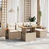 vidaXL Set Divano da Giardino 6 pz con Cuscini Beige in Polyrattan