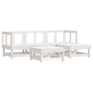 vidaXL Set Salotto da Giardino 5 pz in Legno Massello di Pino Bianco