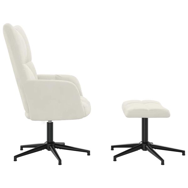 vidaXL Poltrona Relax con Poggiapiedi Bianco Crema in Velluto