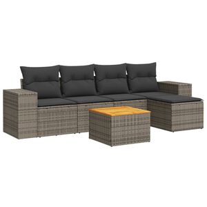vidaXL Set Divano da Giardino 6 pz con Cuscini Grigio in Polyrattan