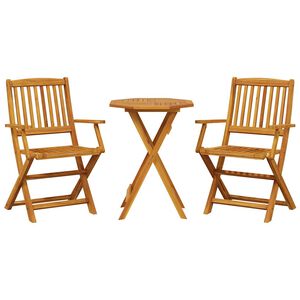 vidaXL Set Bistr&ograve; Pieghevole 3pz in Legno Massello di Acacia