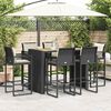 vidaXL Set Bar da Giardino 7 pz con Cuscini Nero in Polyrattan Acacia