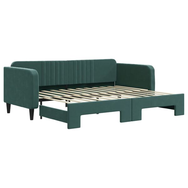 vidaXL Divano Letto con Letto Estraibile Verde Scuro 90x200cm Velluto