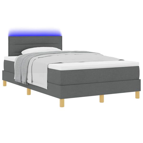 vidaXL Letto a Sorgente LED con led Grigio scuro 120 x 200 cm Tessuto