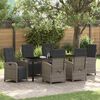 vidaXL Set da Pranzo per Giardino con cuscino 7 pcs Grigio polyrattan