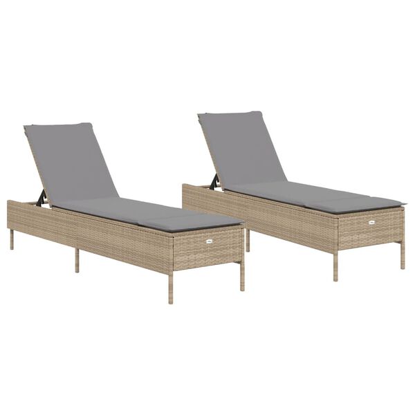 vidaXL Lettini Prendisole 2 pz con Cuscini Beige in Polyrattan