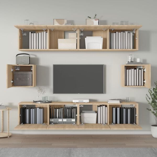 vidaXL Set di Mobili Porta TV 6 pz Rovere Sonoma in Legno Multistrato