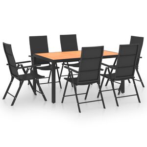vidaXL Set da Pranzo da Giardino 7 pz Nero e Marrone