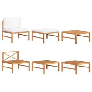 vidaXL Set Divani Giardino 3 pz Cuscini Crema in Legno di Teak