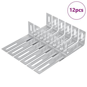 vidaXL Supporto Anti Ribaltamento 12 pcs Argento 74,5 x 15 x 32 mm