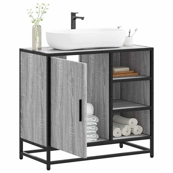 vidaXL Mobile Lavabo Bagno Grigio Sonoma 65x33x60 cm Legno Multistrato