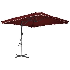 vidaXL Ombrellone con Palo in Acciaio Rosso Bord&ograve; 250x250x230 cm