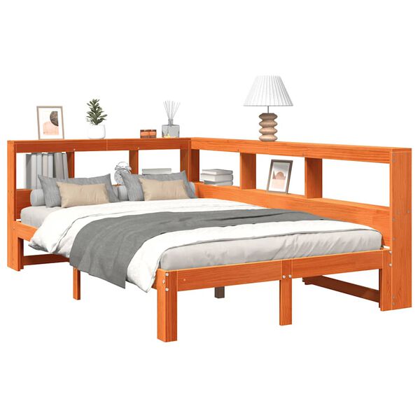 vidaXL Letto Libreria senza Materasso Marrone Cera 120x200 cm in Pino