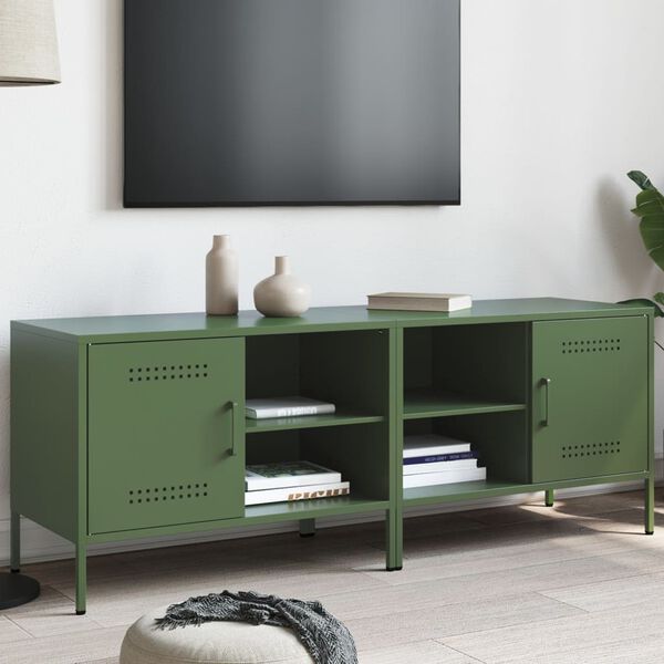 vidaXL Mobili TV 2pz Verde Oliva 68x39x50,5 cm in Acciaio