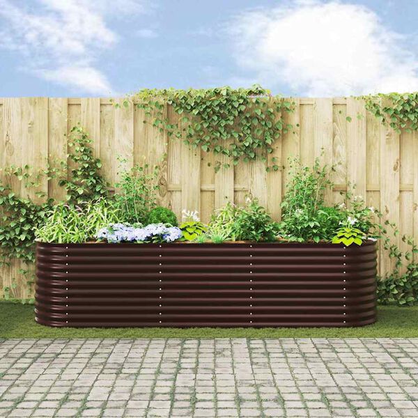 vidaXL Letto rialzato da giardino Marrone 320 x 80 x 81 cm Acciaio