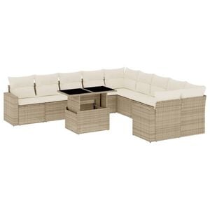 vidaXL Set Divani da Giardino 11 pz con Cuscini Beige in Polyrattan