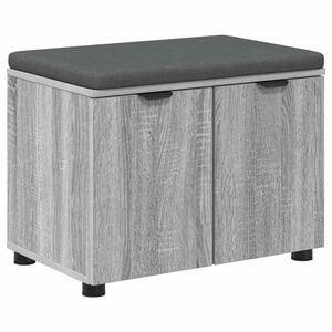 vidaXL Panca per ingresso con cuscino Sonoma grigia 60 x 38 x 46 cm