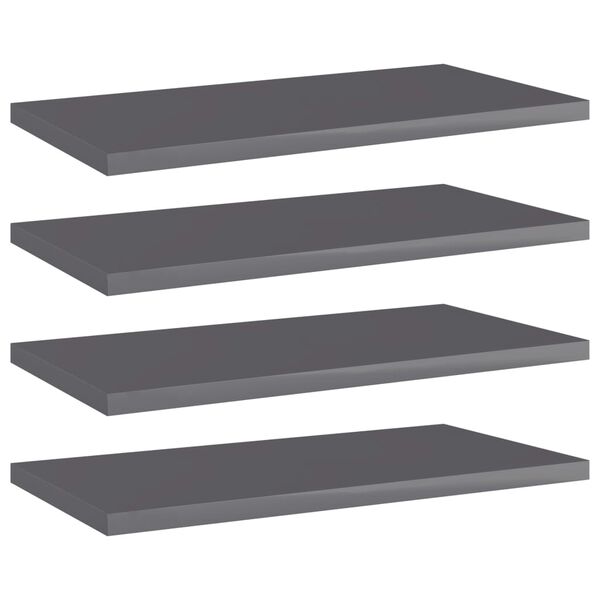 vidaXL Ripiani per Libreria 4pz Grigio Lucido 40x20x1,5cm Multistrato