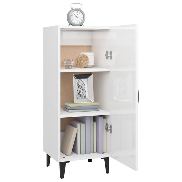 vidaXL Credenza 34,5x34x90 cm in Legno Multistrato Bianco Lucido