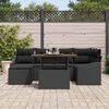 vidaXL Set Divano da Giardino con archiviazione 7 pcs Nero Poly Rattan