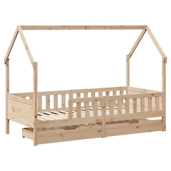 vidaXL Giroletto Bambini con Cassetti 90x200 cm Legno Massello di Pino