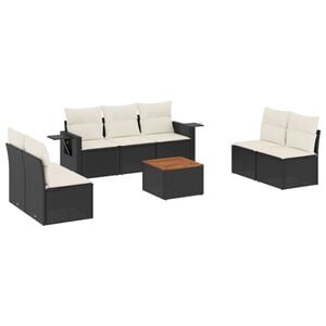 vidaXL Set Divani da Giardino con Cuscini 8 pz Nero in Polyrattan
