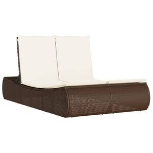 vidaXL Lettino Prendisole con Cuscini Marrone in Polyrattan