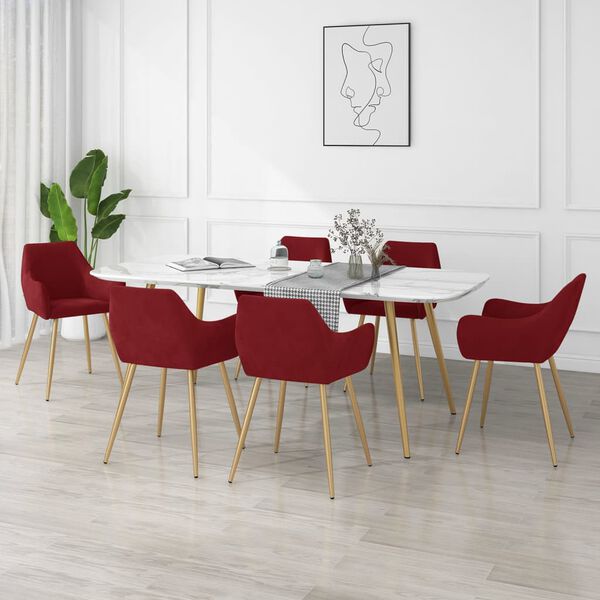 vidaXL Sedie da Pranzo 6 pz Rosso Vino in Velluto
