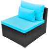 vidaXL Set Divani da Giardino 13 pz con Cuscini in Polyrattan Blu