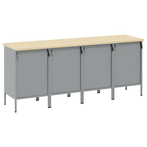 vidaXL Mobile da lavoro 4 pcs Nero e Grigio 200 x 55 x 85 cm