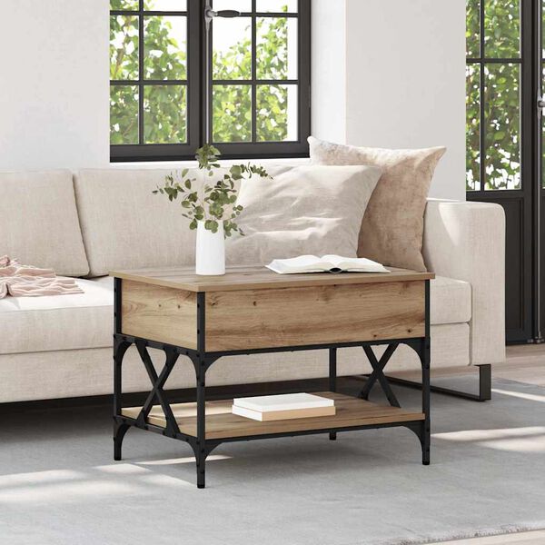 vidaXL Tavolino da salotto Rovere artigianale 70x50x50cm