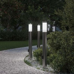 vidaXL Lampioni a palo con presa elettrica 3 pz 80 cm Acciaio Inox IP44