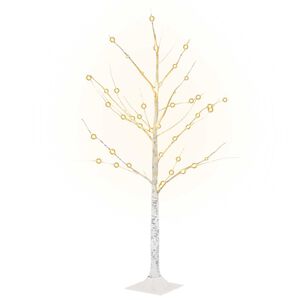 vidaXL Betulla con LED Bianco Caldo 48 LED 120 cm