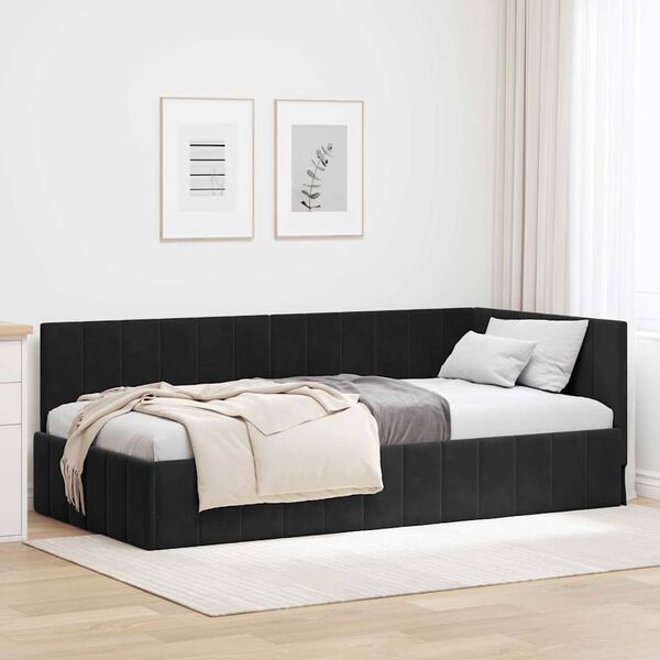 vidaXL Cornice del letto ad angolo Nero 100 cm x 200 cm Velluto