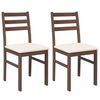 vidaXL Sedie da Pranzo con Cuscini 2pz Marrone Legno Massello di Hevea
