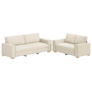 vidaXL Divano 2 pz Beige Tessuto misto lino