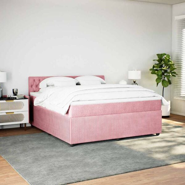 vidaXL Giroletto a Molle con Materasso Rosa 180x200 cm in Velluto