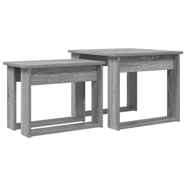 vidaXL Set di Tavolini da Caff&egrave; 2 pcs Grigio Sonoma Legno multistrato