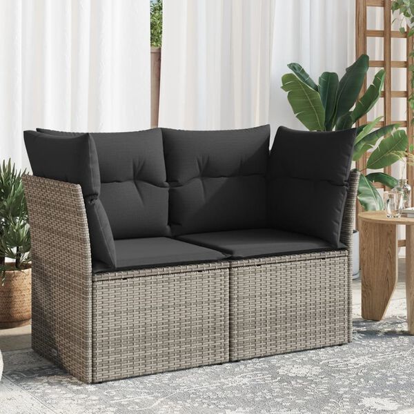 vidaXL Divano da Giardino con Cuscini 2 Posti Grigio in Polyrattan