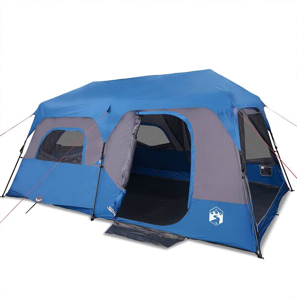 vidaXL Tenda Campeggio 9 Persone Blu Rilascio Rapido Impermeabile