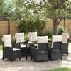 vidaXL Set da Pranzo per Giardino con cuscino 7 pcs Nero polyrattan
