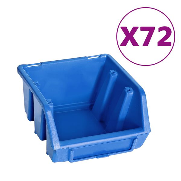 vidaXL Kit Contenitori 128 pz con Pannelli a Parete Blu e Nero