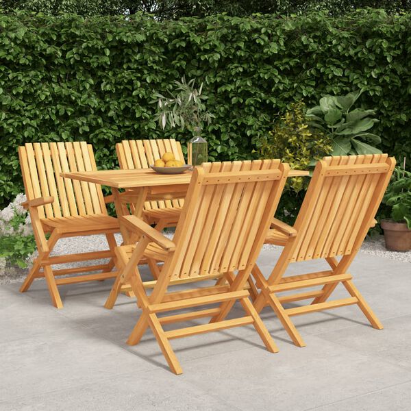 vidaXL Set da Pranzo per Giardino 5 pz in Legno Massello di Teak
