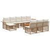 vidaXL Set di divani da esterno 11 pz 10-Posti Naturale e Bianco Crema