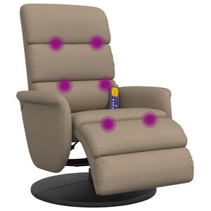 vidaXL Poltrona Reclinabile Massaggi Poggiapiedi Cappuccino Similpelle