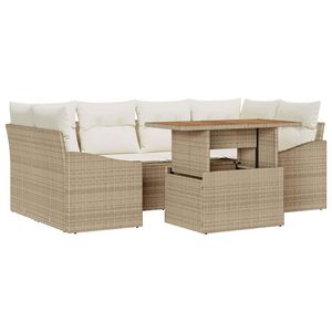 vidaXL Set Divano da Giardino 7 pcs Beige Poly Rattan