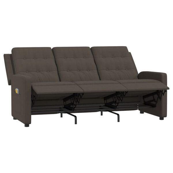 vidaXL Divano Massaggiante Reclinabile a 3 Posti Marrone Tessuto