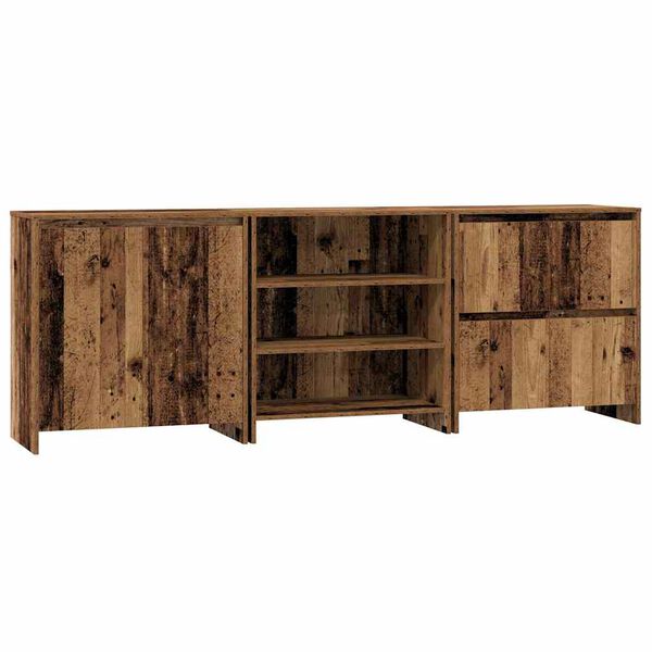vidaXL Credenza 3 pcs Legno vecchio 70 x 41 x 75 cm Legno multistrato