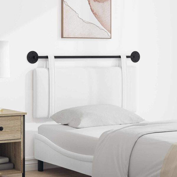 vidaXL Testata appesa Tinta unita Bianco 110 x 55 x 5 cm Tessuto