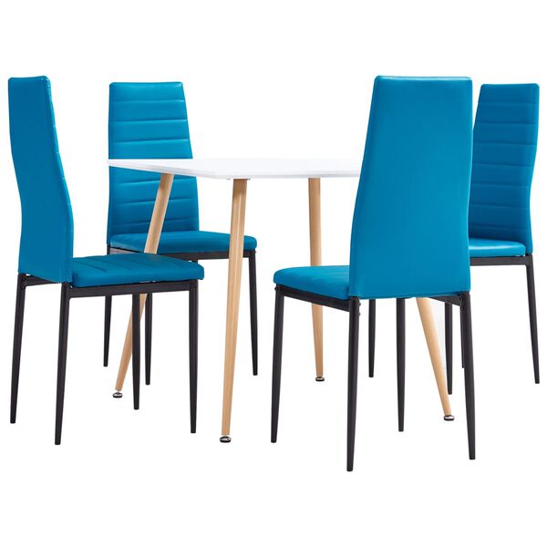 vidaXL Set da Pranzo 5 pz in Similpelle Blu Mare